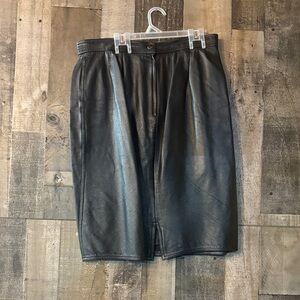 Chic Black Leather A-Line Skirt